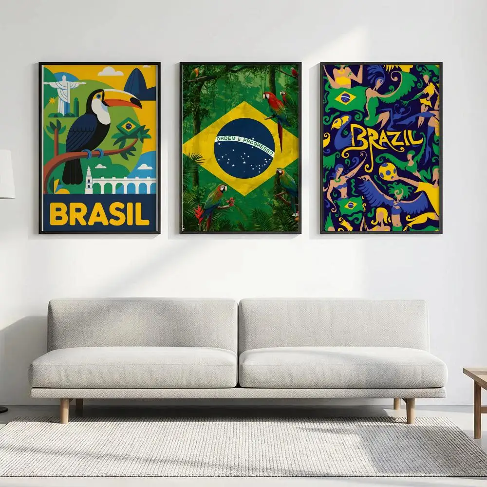 Pattern Brazil Theme Art Poster HD art, waterproof, sticky wall, home decoration (living room, bedroom, bar), aesthetic