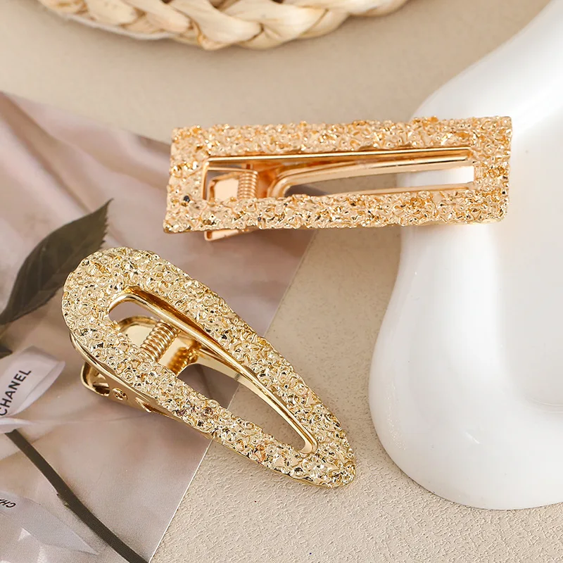 Ladies Fashion Gold Silver Barrettes European-American Style Metal Alloy Hair Clip Grips for Party Hair Decoration