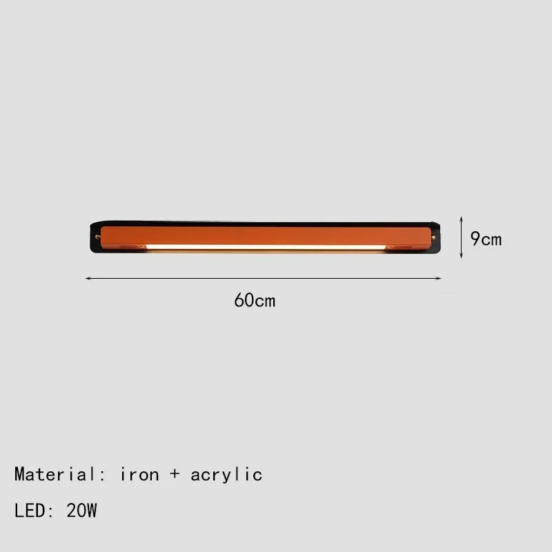 Creative Black Orange Metal Long Strip Wall Lamps Acrylic Lampshade Art Decoration Hotel Bathroom Living Room Restaurant Sconces