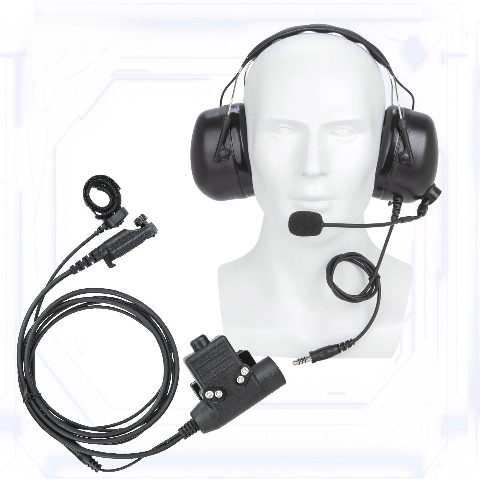 Aviation Tactical Pilot Headset with U94 PTT Finger Mi X1P Kit for HYT Hytera PD680