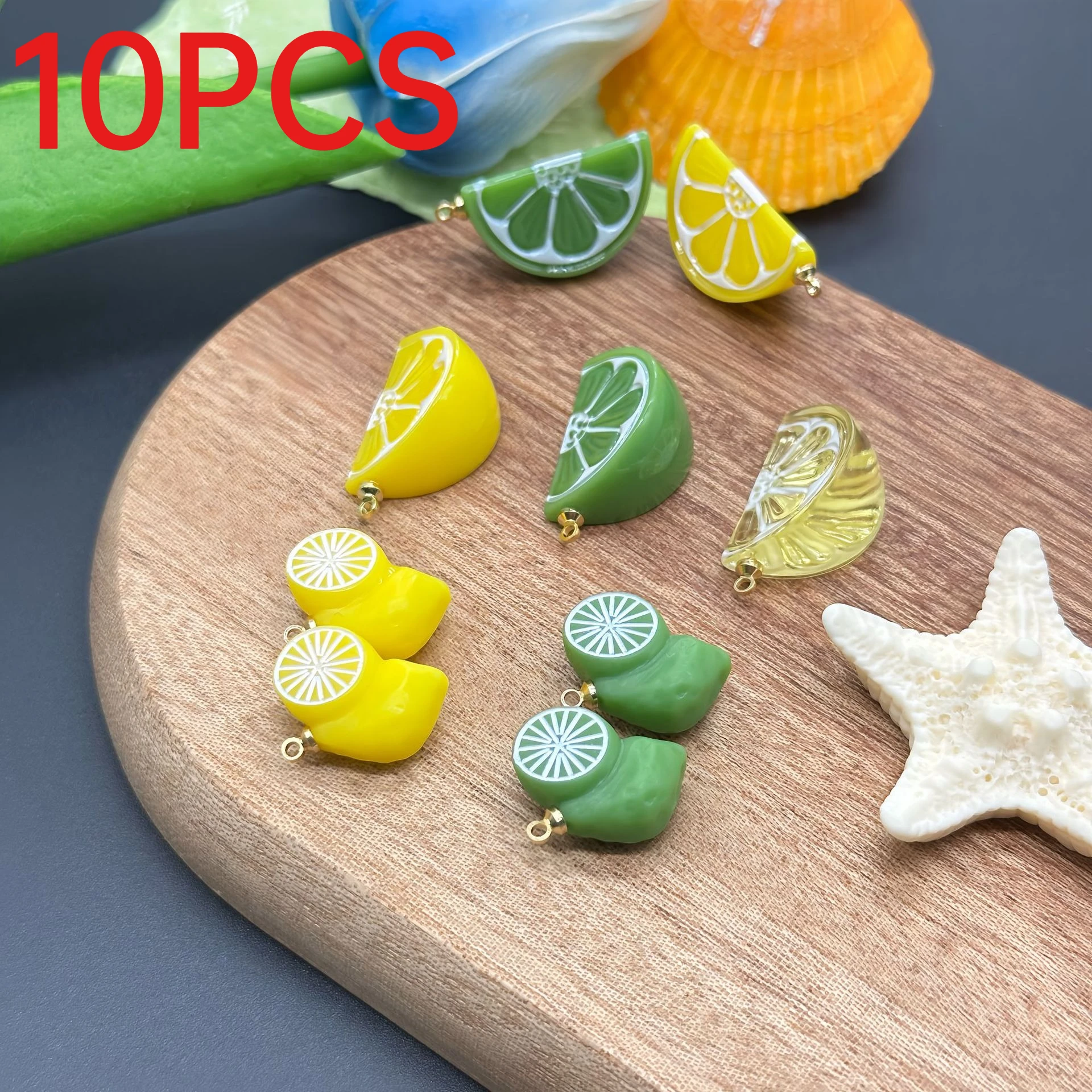 10Pcs Resin Simulation Fruit Lemon Slice Orange Segment Pendants Fresh Style DIY Jewelry Making Accessories