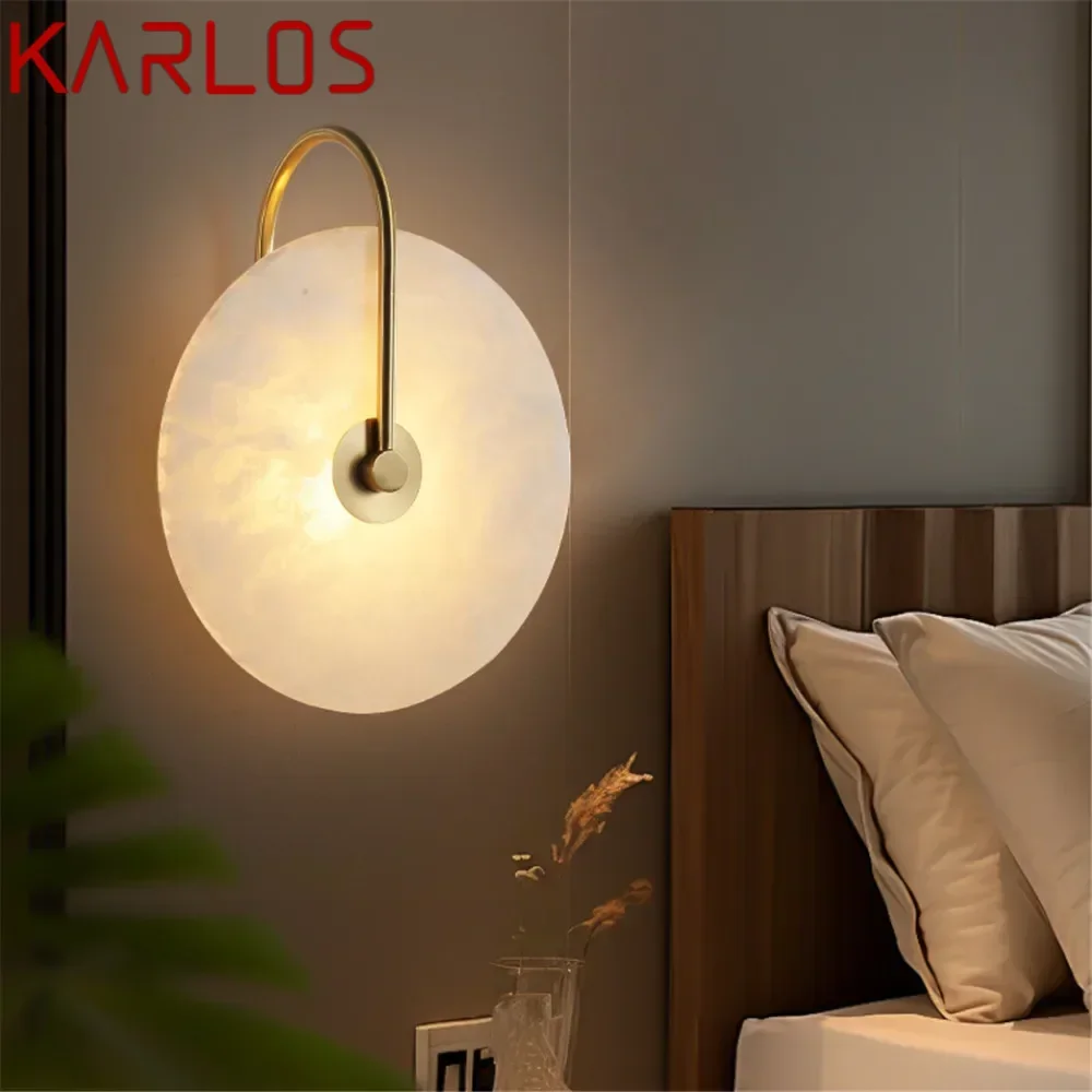 KARLOS Contemporary Brass Wall Lamp Creativity Marble Living Room Bedroom Study Room Hotel Villa Model Room Hall Way Aisle Light