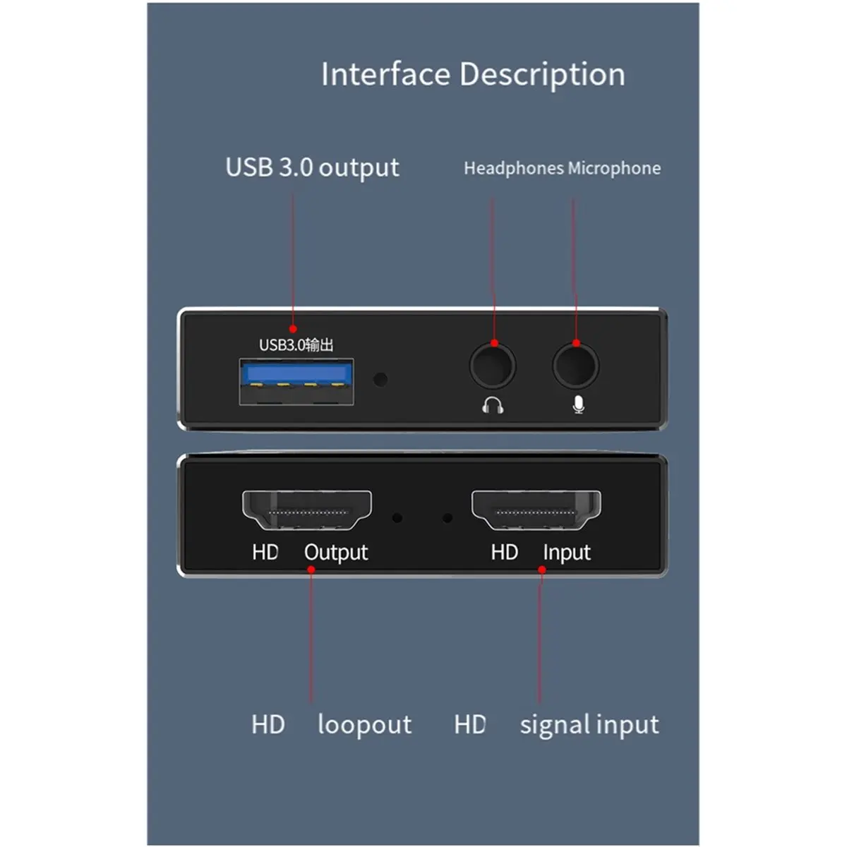 HDTV Audio Capture Device with 4K 60Hz USB 3.0 Output Video Converter, Suitable for Home Theater and Game Streaming.