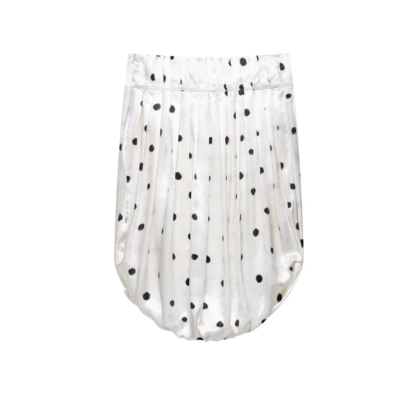 KEYANKETIAN Letnia Nowa Klasyczna Spódniczka Mini w Kropki Damska z Bocznym Zamkiem Błyskawicznym, Wysoki Stan, Plisowana Ozdoba, Spódnica do Kolan