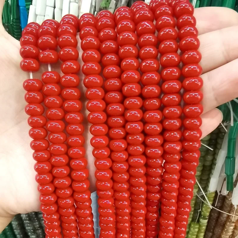 Abacus 5x8MM Natuursteen Kralen Amber Kunzite Oranje Chalcedoon Losse Wiel Spacer Bead voor Sieraden Maken Diy armband Oorbellen