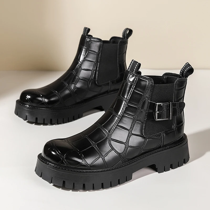 

Мужские ботинки высокого качества на платформе, деловые кожаные ботинки на толстой подошве, мужские офисные модельные ботинки, брендовые удобные ботинки челси