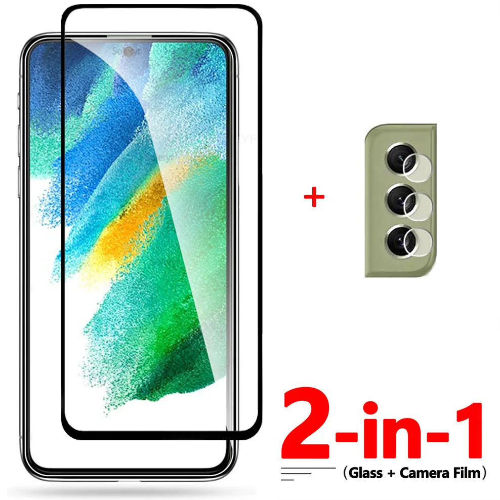 

2-in-1, 9D Glass + Camera Film for Samsung S21 FE 5G Tempered Glass S21FE Samsung Galaxy S 21 FE Screen Protector S21 FE Glass