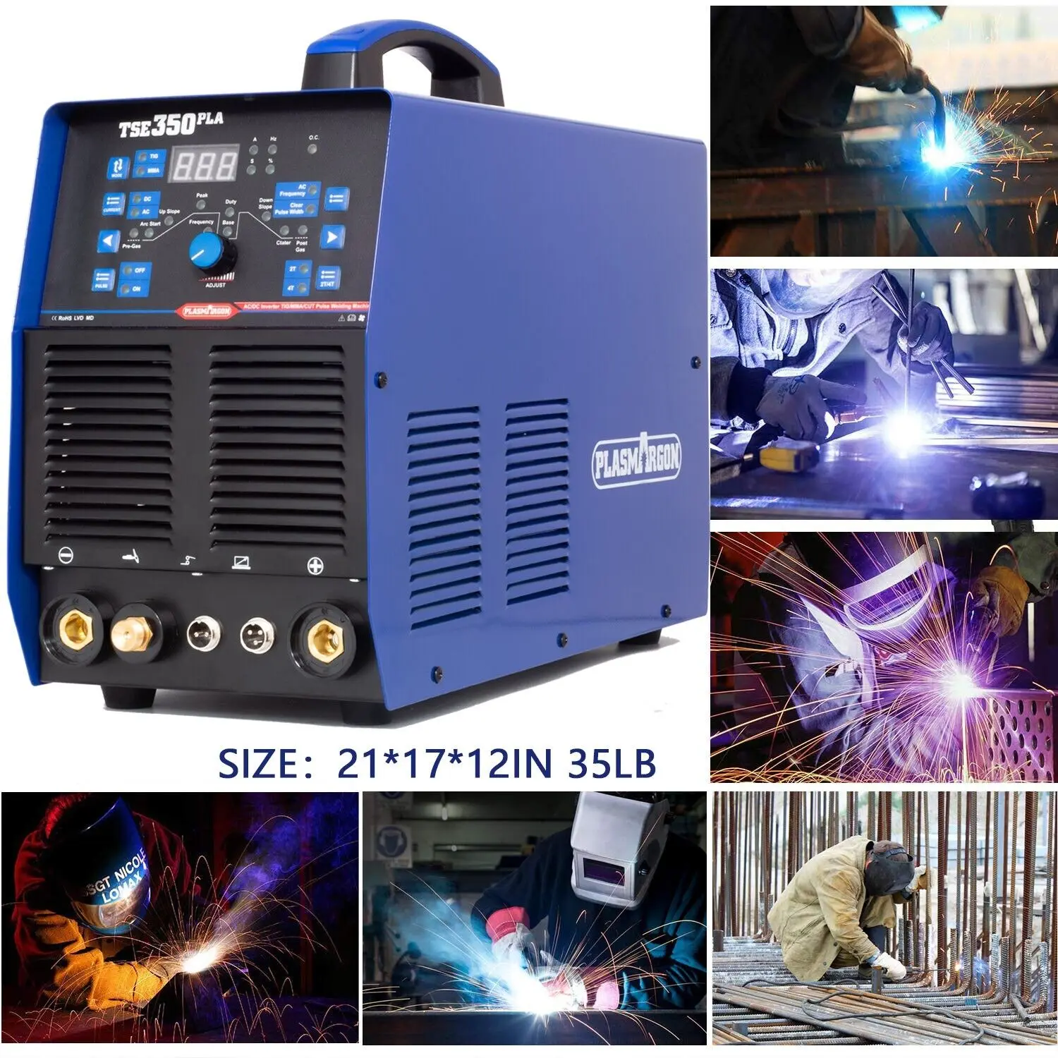 Plasmargon 220V TSE350PLA AC DC TIG Welder TIG Pulse Cold Welding TIG Aluminum with Aluminum Alloy Spot MMA Welding Equipment