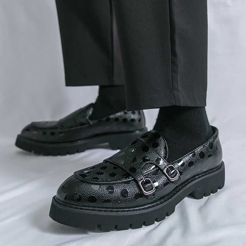 

Мужские лоферы из искусственной кожи с принтом на толстой подошве, модная удобная деловая мужская обувь, размеры 38-48