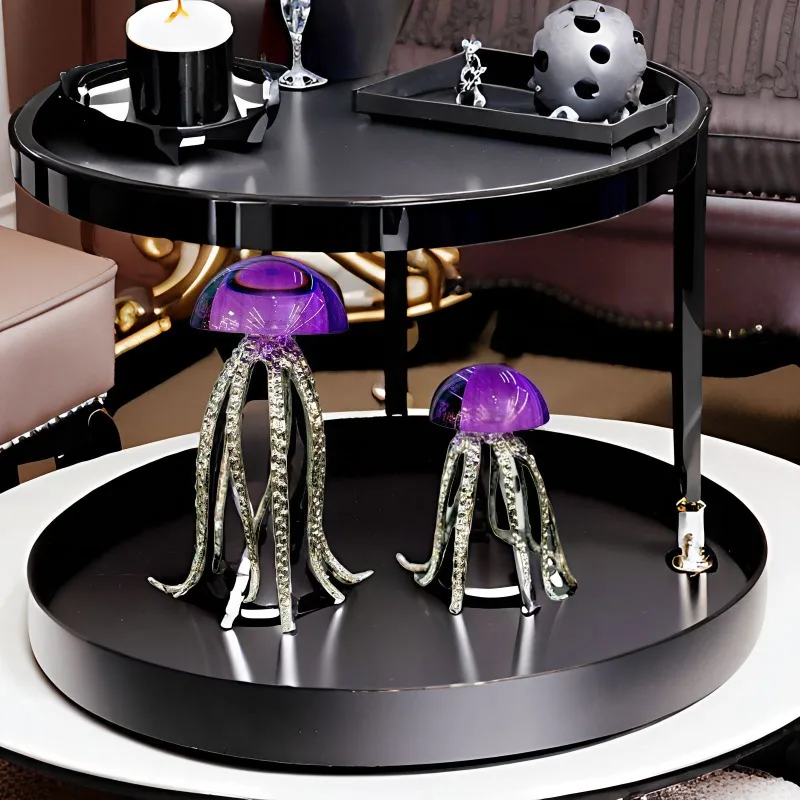Crystal Jellyfish Ocean Art Decor Metal Ornament for Living Room Desk Showroom Home