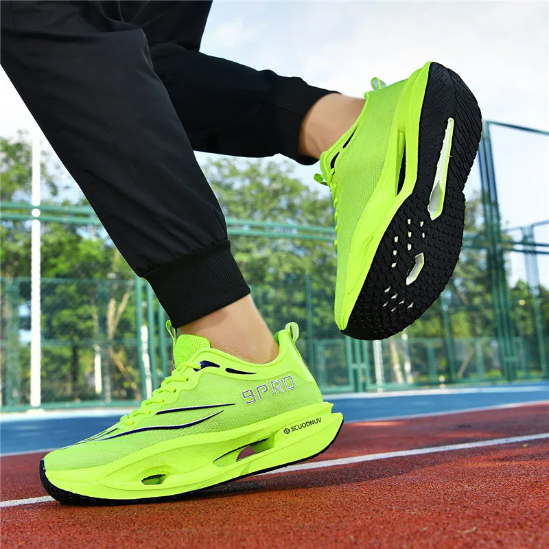 Herren-Freizeitsportschuhe, Paar-Modell 9Pro, Herren-Laufschuhe für Wettkämpfe, trendige Sportschuhe mit Farbverlauf und Mesh-Obermaterial, atmungsaktive, leichte und strapazierfähige Laufschuhe mit dicker Sohle und hoher Elastizität, die Stöße absorbieren, ideal für Outdoor-Fitness-Training. – Detail 21