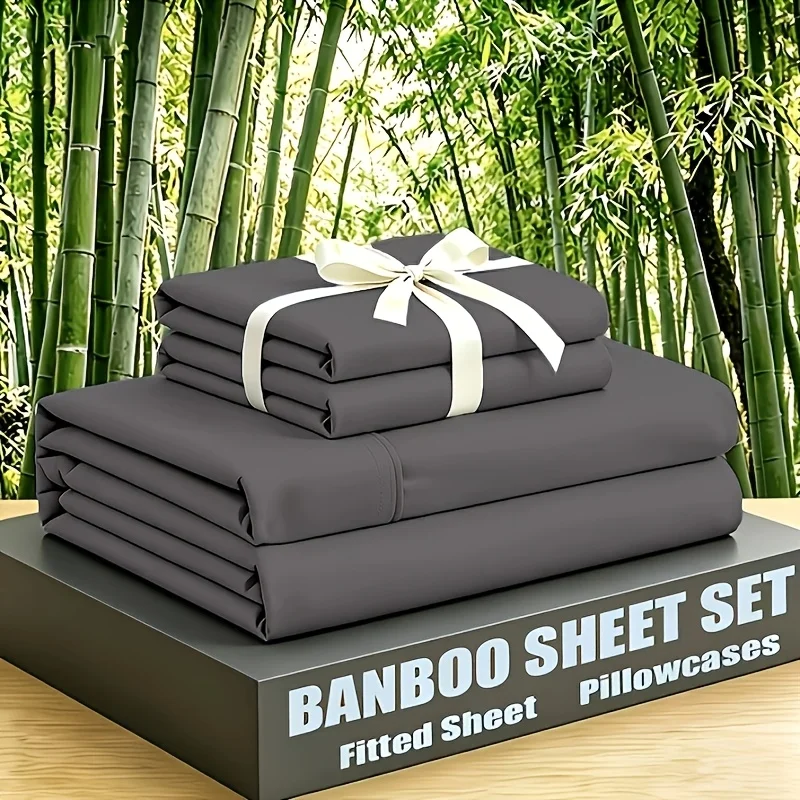 4/6pcs Luxury Cooling Bed Sheet Set, Soft Comfort Set, Queen Size Bedding Set, Breathable, Wrinkle, Fade Resistant, With 16 Inch Deep Pockets, Bedroom, Guest Room, Hotel Bedding Set (1* Flat Sheet + 1* Fitted Sheet + 2* Pillowcases), Random Color