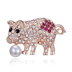 Creative color rhinestone piggy brooch fashion exquisite pig clothing ladies corsage brooches accessories