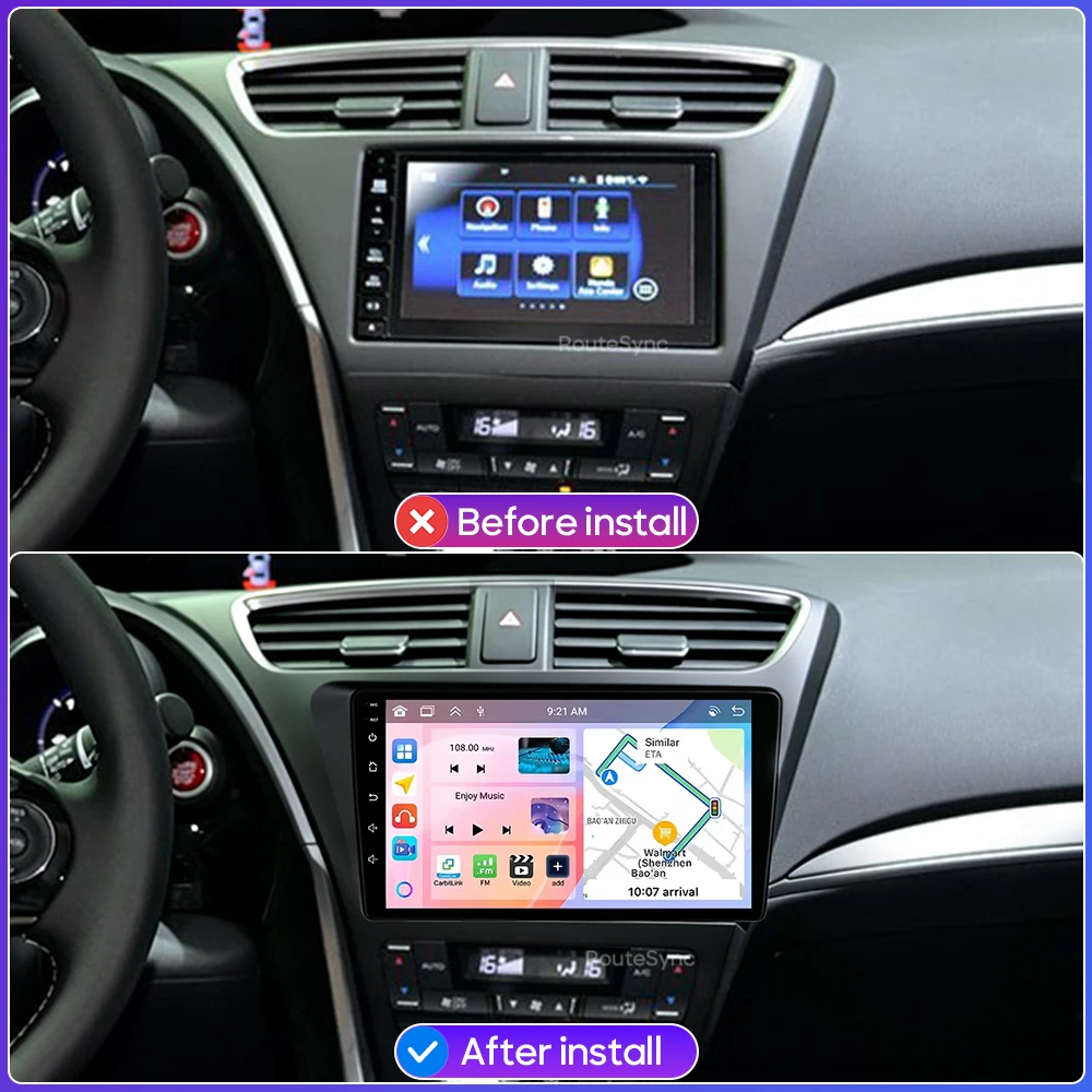 Car Multimedia Player For Honda Civic 9 2012 - 2017 Android 16 Radio Carplay Auto 2din GPS Navigation Stereo Video Head Unit DSP