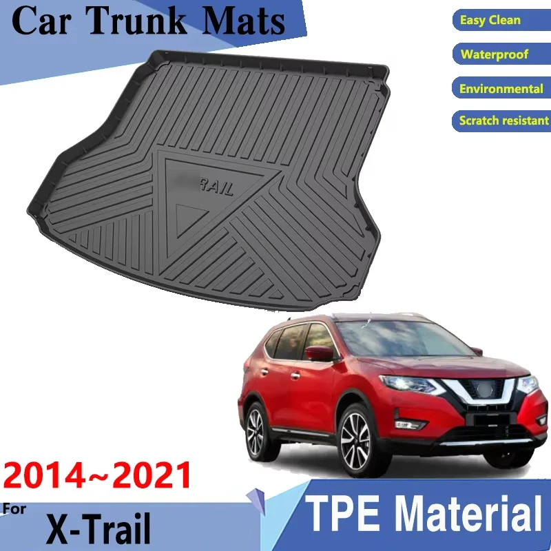 

Коврики для багажника автомобиля для Nissan X Trail T32, аксессуары XTrail X-Trail Rogue 2014 ~ 2021 2020, автомобильный лоток для груза, задние подкладки для багажника, аксессуары