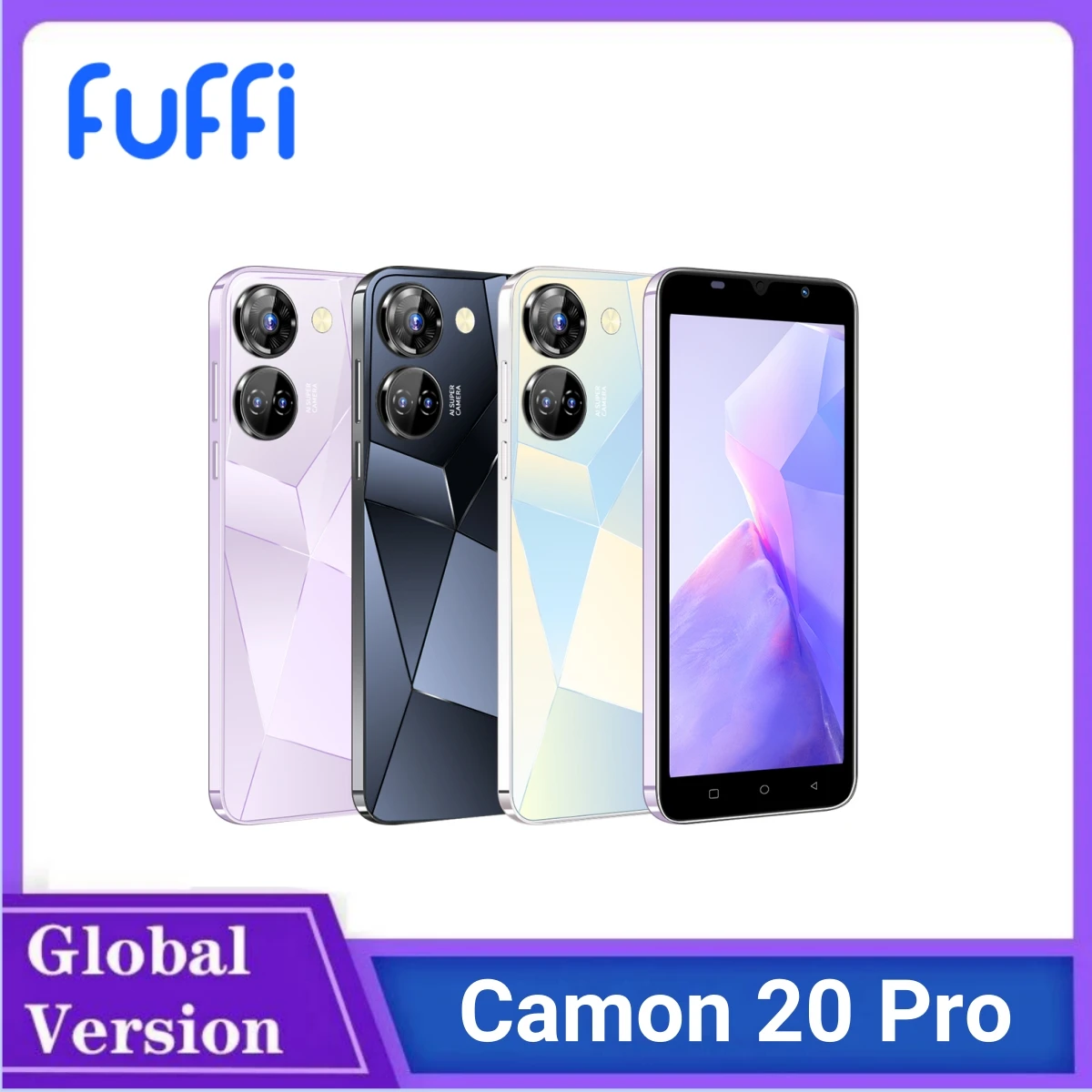 FUFFI-Camon 20 Pro,Smartphone Android,5.0 Inch,2+16GB ROM,2000mAh Battrey,CellPhones,2+8MP Camera,Dual SIM,Mobile Phones