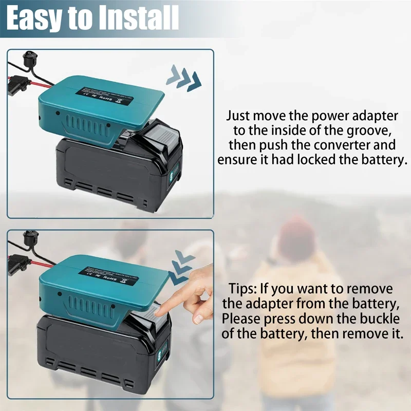 For Makita 40V Lithium Battery with Fuse & Switch Secure Power Wheel Adapter Battery Adapter with 14 Gauge Wire DIY Converter
