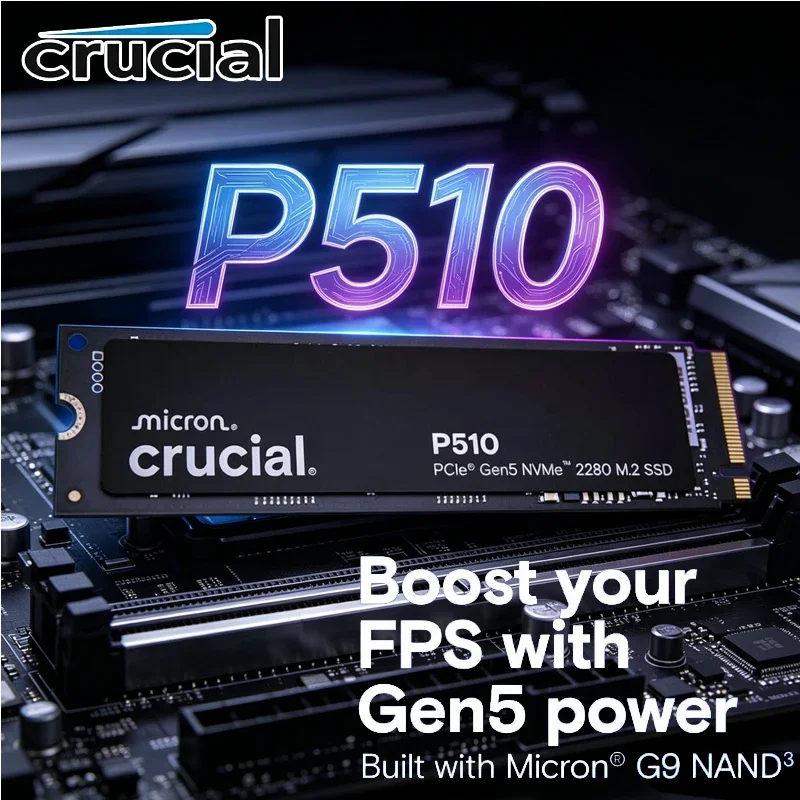 

Crucial P510 M.2 2280 PCIe Gen5 NVMe SSD 1TB 2TB,PCIe 5.0 High Speed Gaming Storage Drive for Laptop Desktop PC