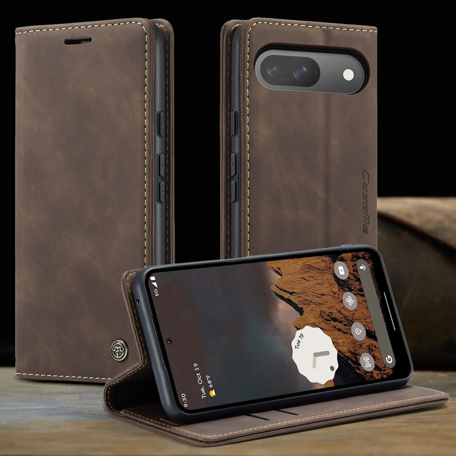 Luxuriöse Retro-Hülle für Google Pixel 10, mehrere Kartenfächer, Standfunktion, Handyhülle für Pixel 10 Pro 9 Pro XL 9a, Leder-Geldbörse