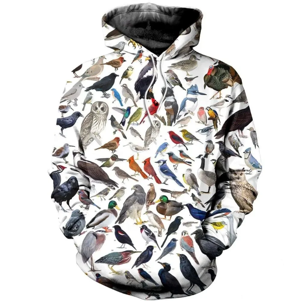 New Bird Animal Encyclopedia 3d Print Hoodie Men Ladies Kids Casual Sweatshirts Fashion Street Lightweight Clothing