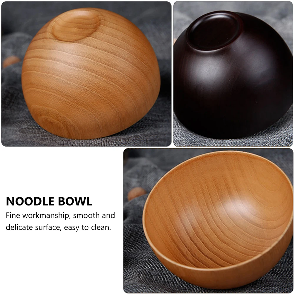 

2pcs Wood Bowls Small Coffee Brown Bamboo Safe Smooth Edge Easy Clean Unique Design Suitable Dishes Wooden Rice