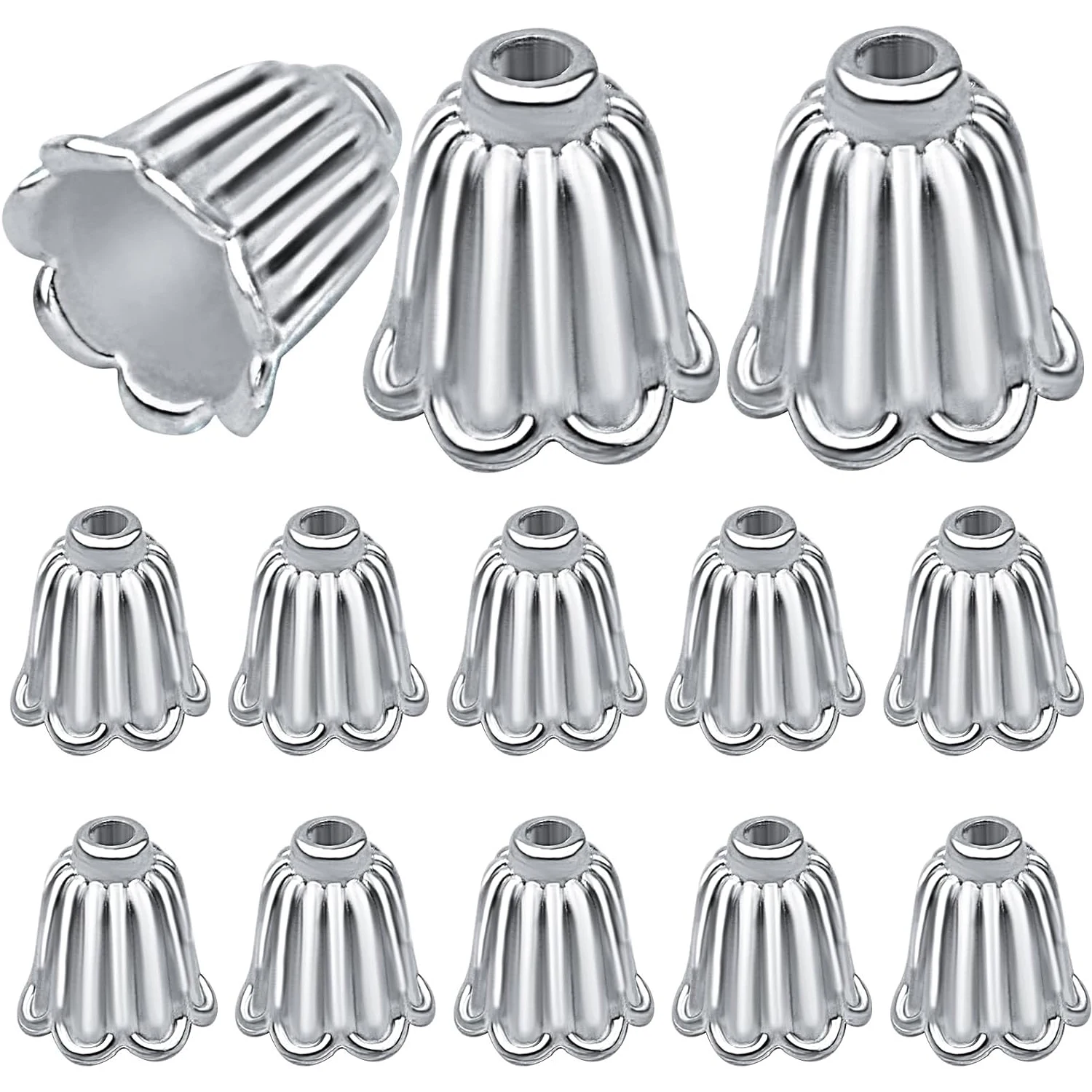 

100pcs Flower Beads Caps Tibetan Alloy Vintage Tassel End Caps Loose Spacer Beads Cones for DIY Earring Bracelet Necklace