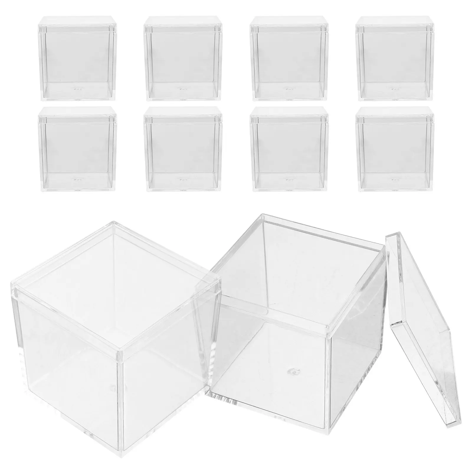

10Pcs Clear Specimen Storage Box Square Plastic Mineral Sample Case Desktop Display Container Organizer Clear Cube Box