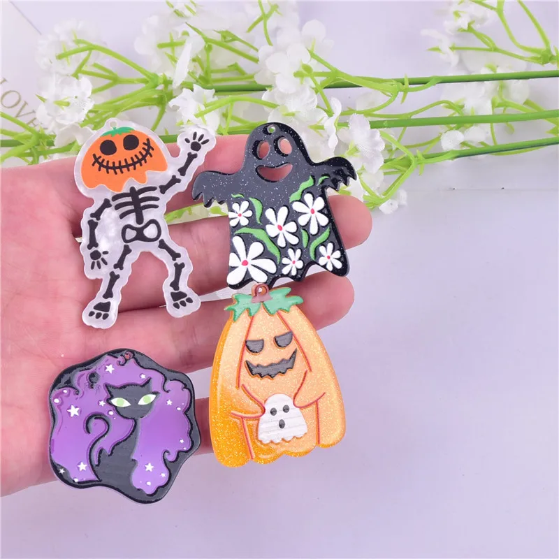 Mix 10pcs/set Halloween Evil Skull Pumpkin Acrylic Charms Pendant Jewelry Making Craft DIY image 3