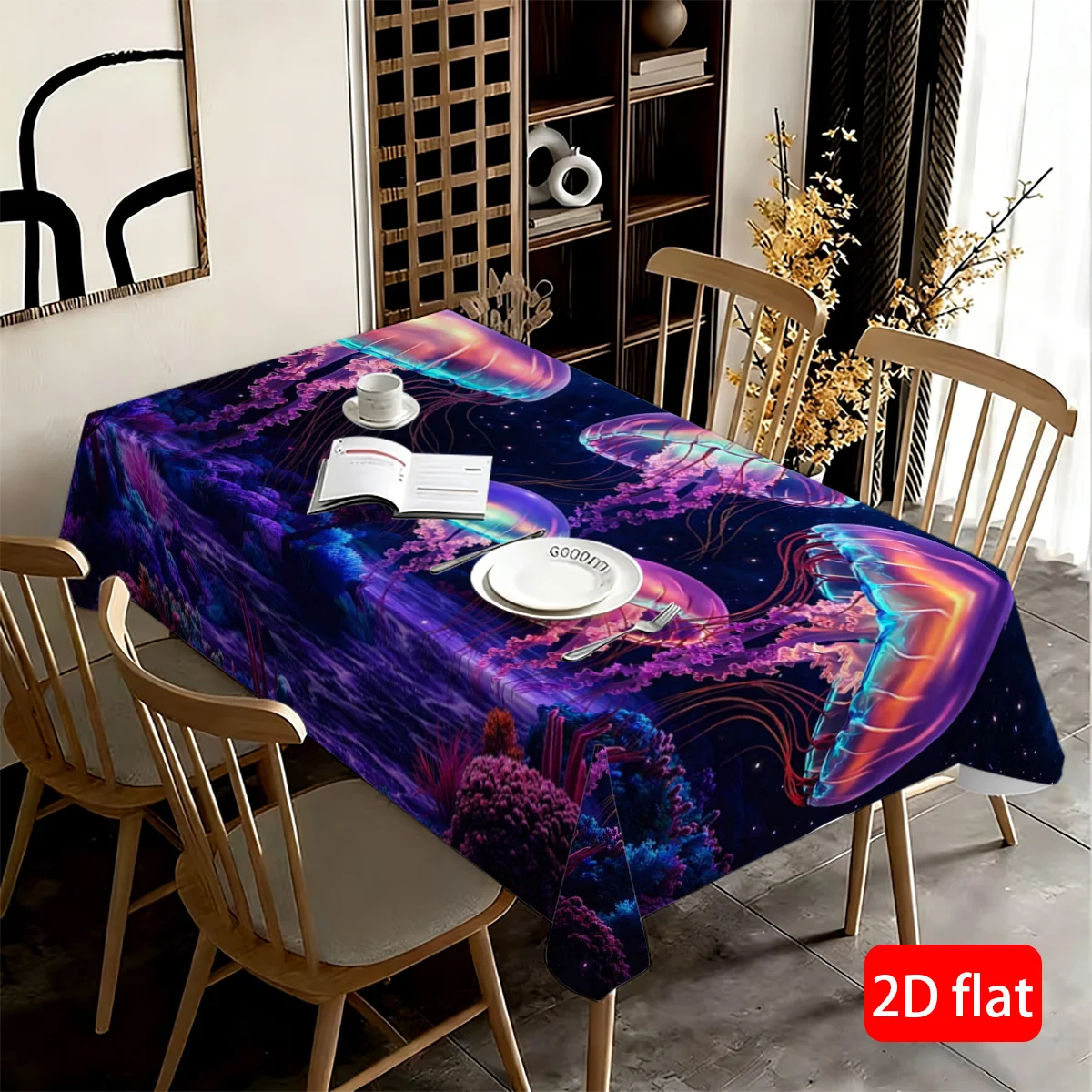 Vibrant Galaxy Dreamscape Tablecloth Waterproof Spillproof Party Decor for Dining Room Home Table Cover