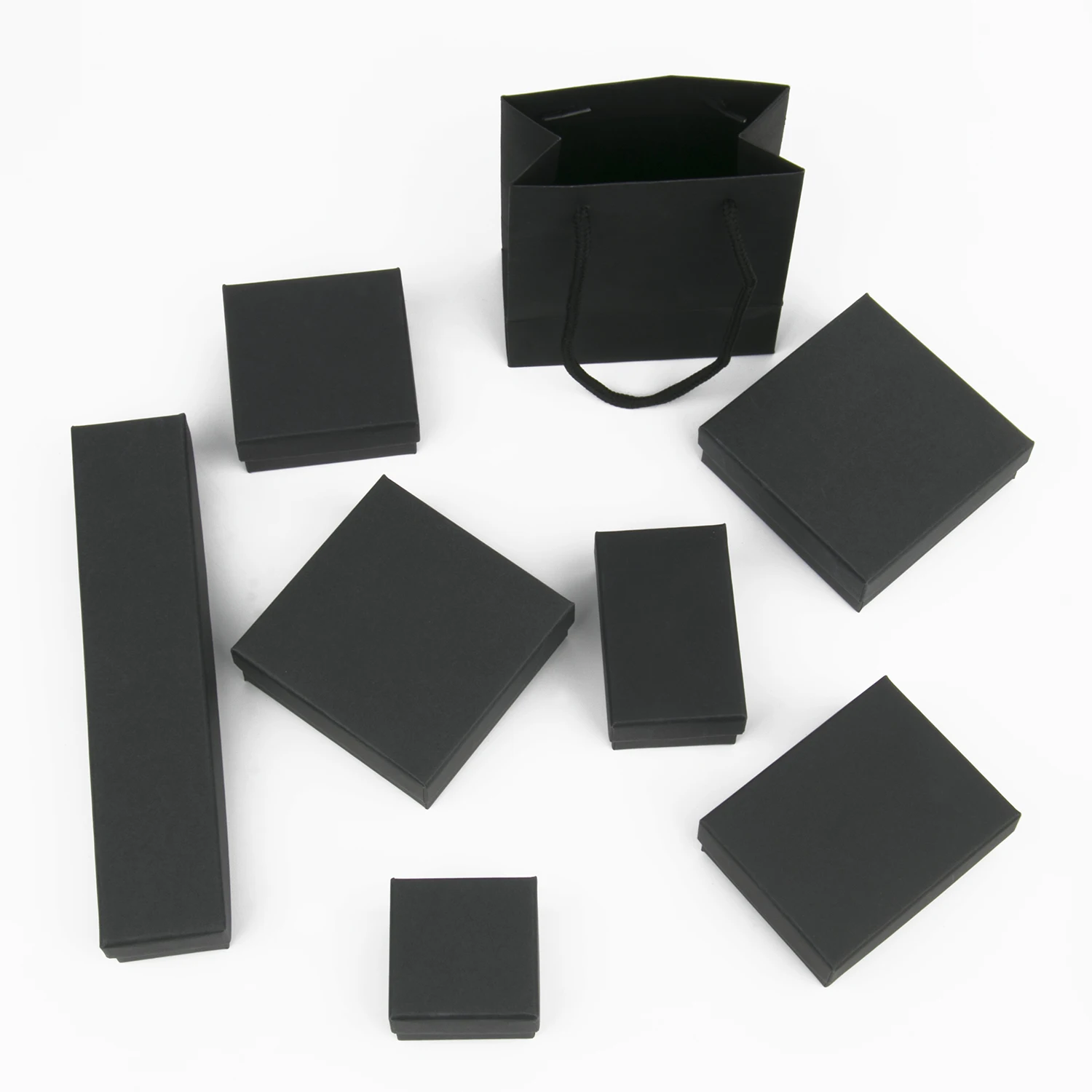 Schwarz Papier Material Schmuck Boxen Karton Anhänger Geschenk Box Taschen Rechteck Halskette Armbänder Ohrringe Verpackung Storag Boxen