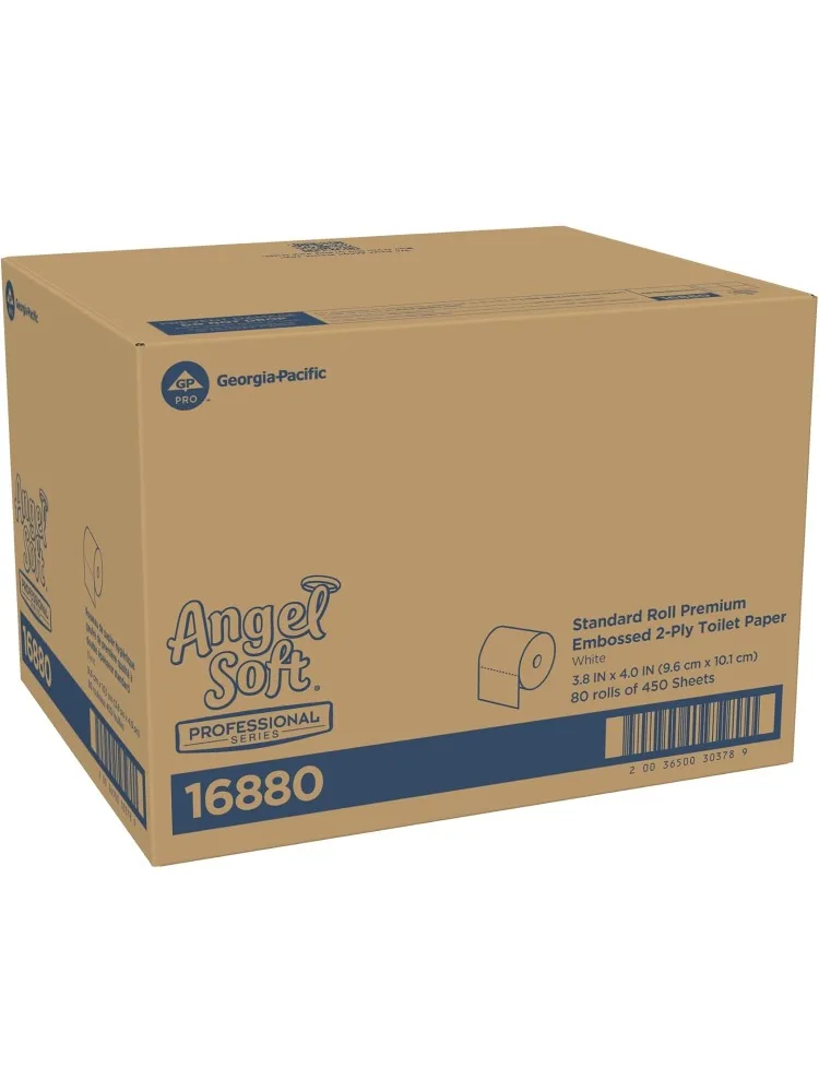 ورق تواليت ناعم من Angel، 16880، علبة كبيرة مكونة من 80 لفة، 450 ورقة لكل لفة، ملفوفة بشكل فردي، طبقتين ناعمة