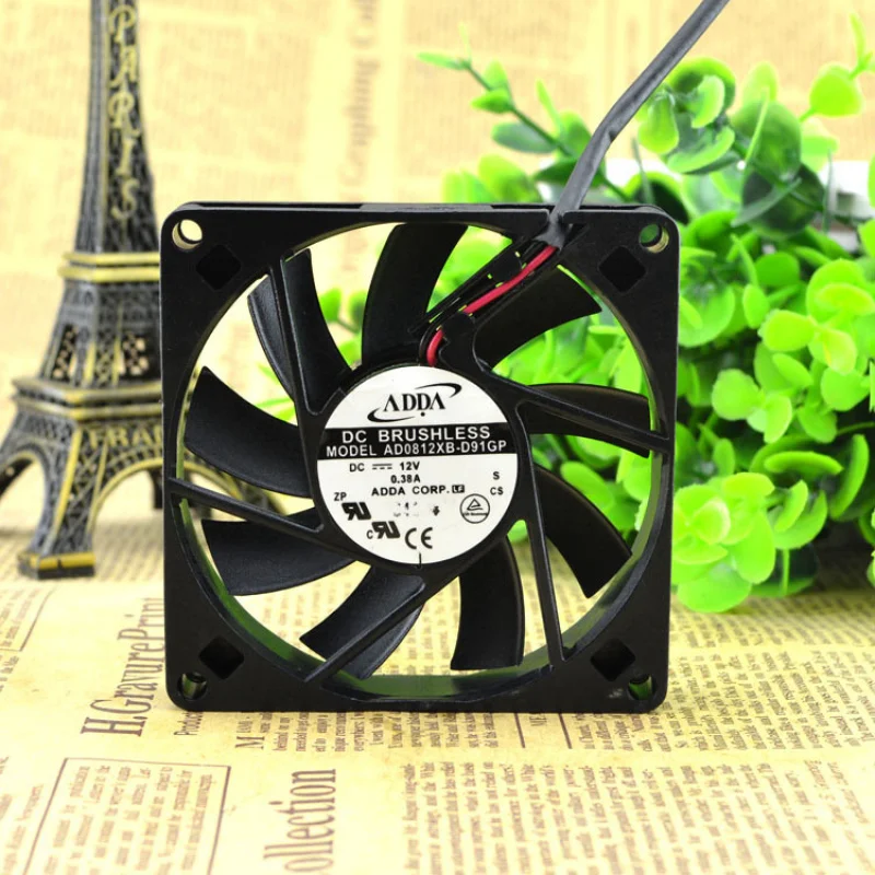 d 1PCS For ADDA AD0812XB-D91GP | DC12V 0.38A 2-Pin Ball Bearing Case Fan 80×80×15mm 8CM