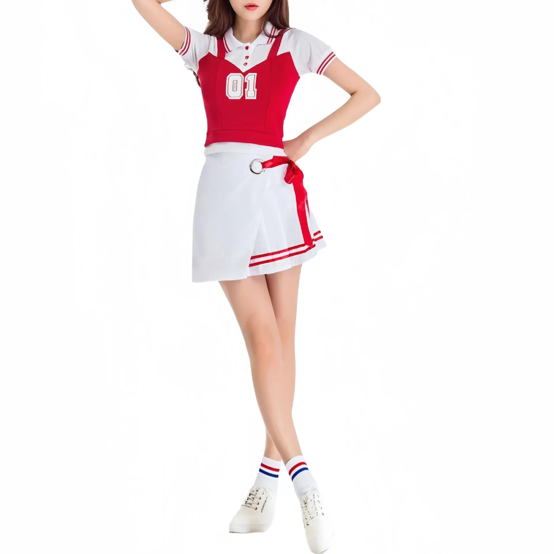 Frauen Koreanische Gruppe Kostüm Cheerleading High School Cheerleader Uniform Basketball Spiel Show Street Dance Jazz Kostüm