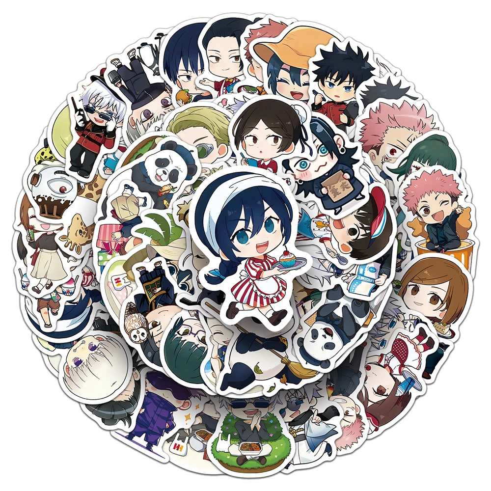 10/30/50PCS Cute Jujutsu Kaisen Cartoon Stickers Q Version Anime Decals DIY Phone Notebook Guitar Car Waterproof Sticker Kid Toy