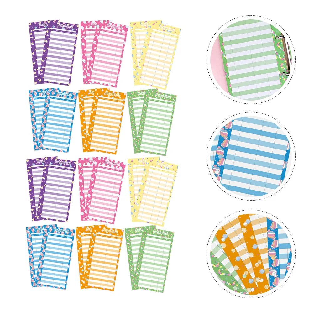 50 ورقة من مخطط الميزانية المطبوع بالحلوى، أوراق تتبع ثقب الورق، أداة الإدارة المالية المحمولة للمكتب المنزلي #2