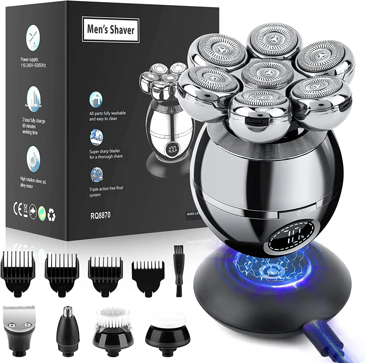 Razors for Men 5 In1 Bald Head Shaver Multifunctional Grooming Kit Cordless Bald Machine for Man Electric Shavers