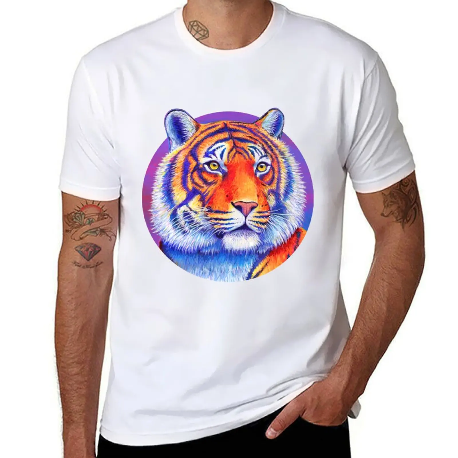 

Fiery Beauty - Colorful Bengal Tiger T-Shirt man t shirt cotton high quality man t shirt luxury man t shirt summer T-Shirt