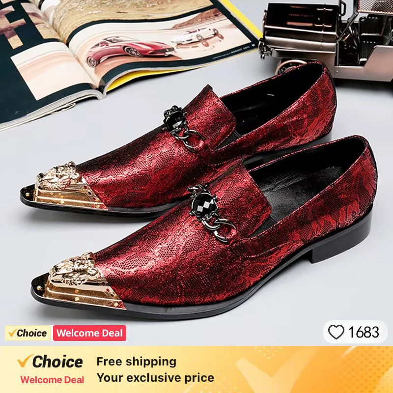 Luxury Designer Men's Oxford Shoes Red Embroidered Men's Formal Shoes Wedding Business Office Leather Shoes Men's Handmade Shoes