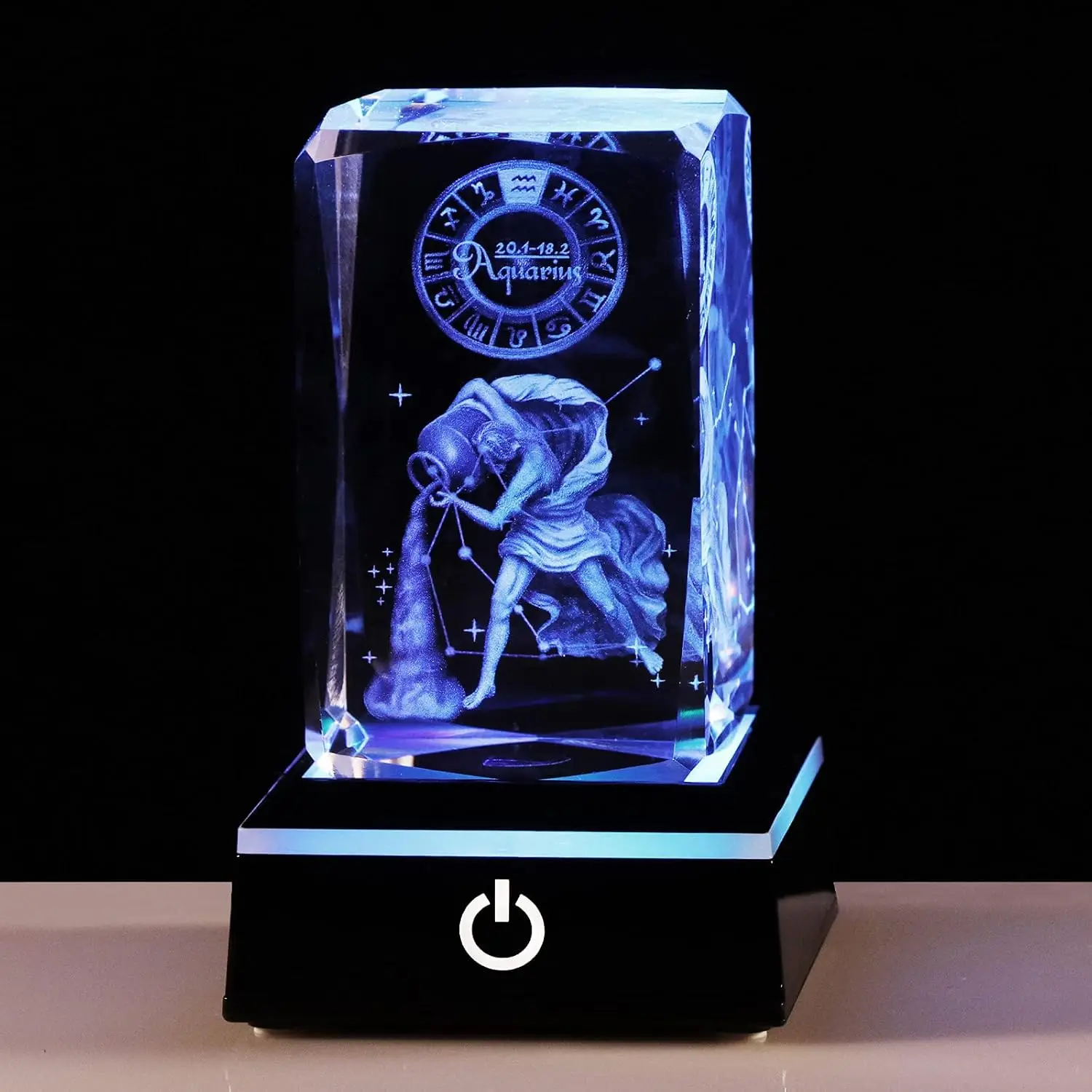 3D Aquarius Crystal cube Model Zodiac Astrology Gift for Ladies and Gentlemen Aquarius Glass Statue Home Decoration