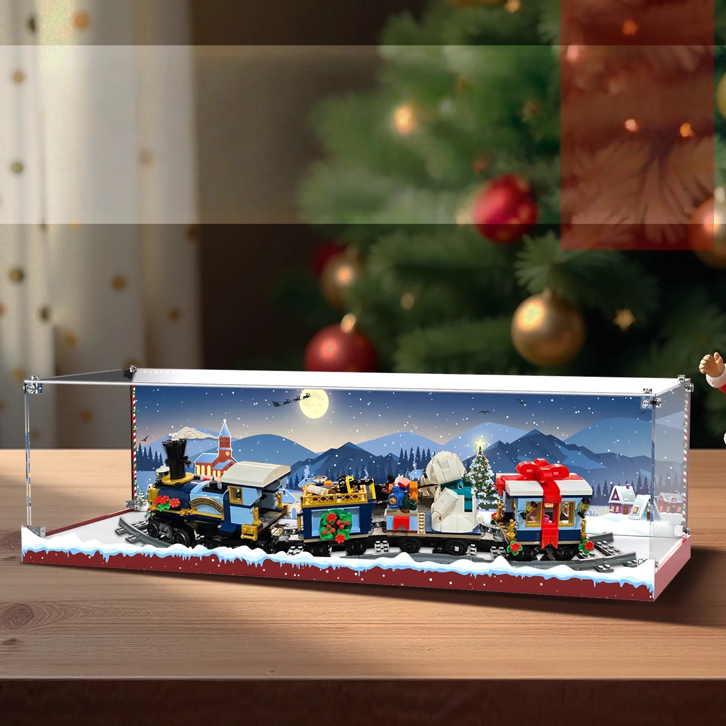 Acrylic Dustproof Display Box for lego Icons 10361 Holiday Express Display Case Storage Box Organizer(Lego Set not Included)
