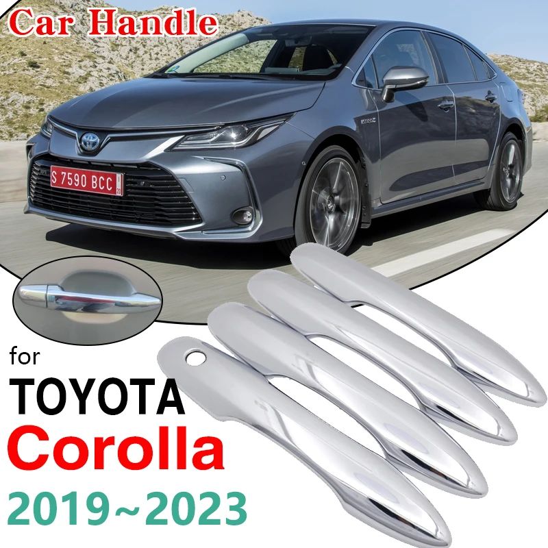 4x Chrome Handles Cover Trim for Toyota Corolla Auris E210 2019 2020 2021 2022 2023 Car Accessories Stickers Auto Styling Handle