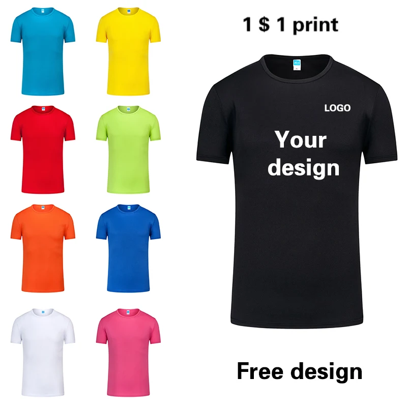 T Shirt Print Logo Women Men Quick Drying Running Sports Jerseys Gym Custom Marathon Attire Diy Brand Wholesale Cheap Top