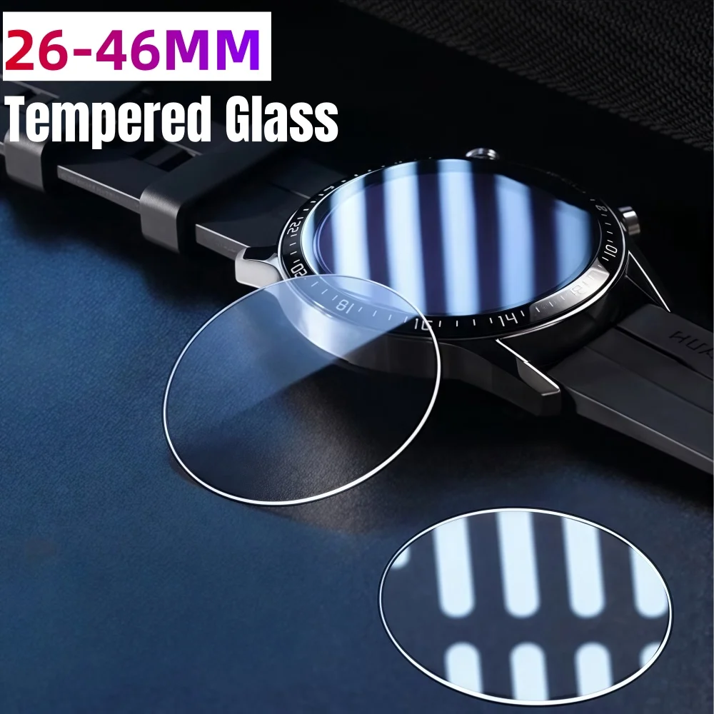 2PCS Universal Tempered Glass Smart watch 38mm 40mm 42mm 9H HD Protective Glass Round Screen Protector Diameter 26-46mm