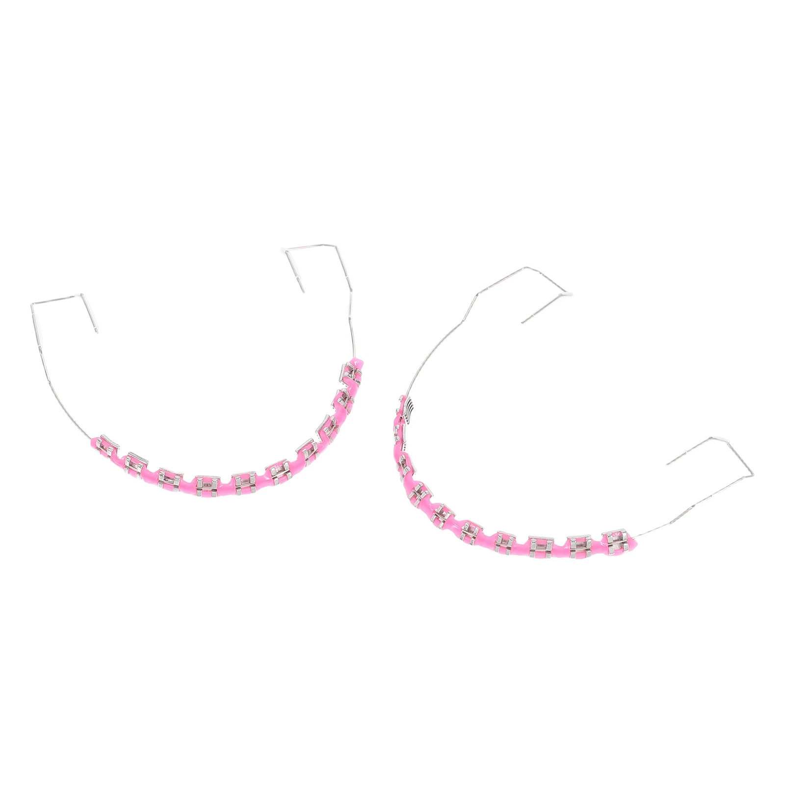 

2pcs Dental Brace Decoration Chain Stainless Steel Wire Accessories Fake Bracket Tooth Portable Teeth Ligature Ties Costume