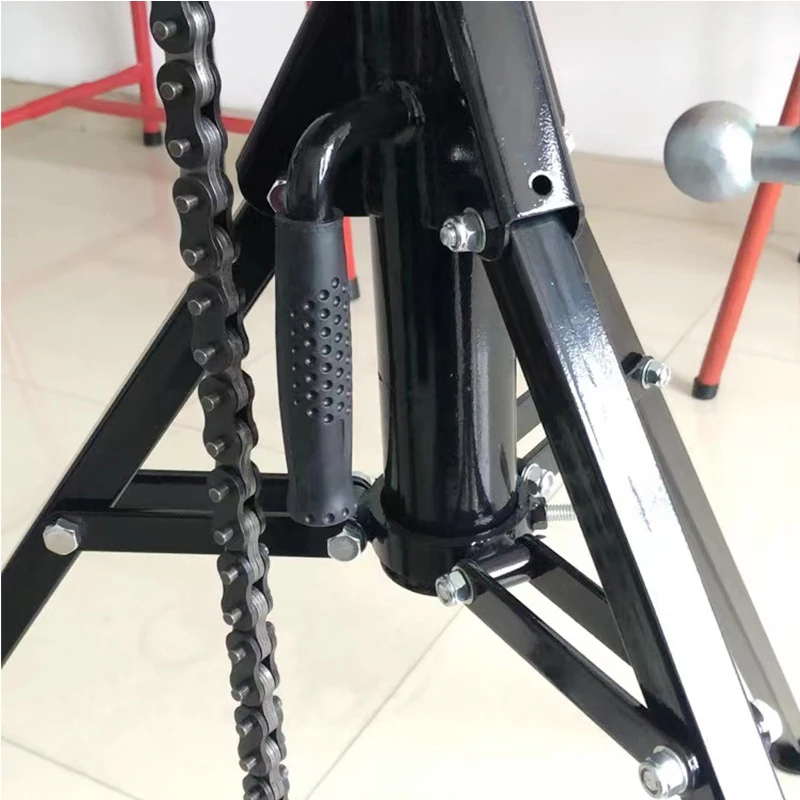 

Portable Steel Tripod Bench Vise Foldable Bracket Type Chain Vice Pipe Size 1/8-5 Inch For Fixing Supporting Bending Metal Pipes