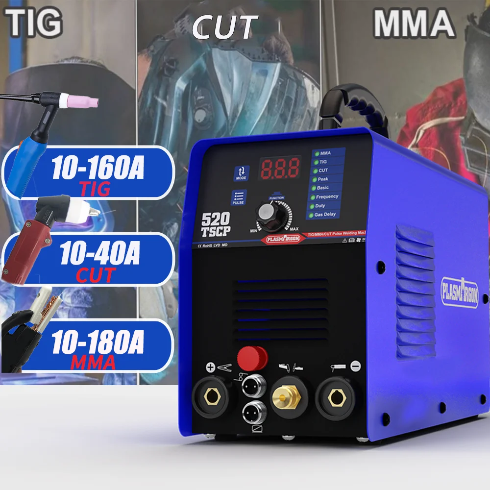 PLASMARGON Air Plasma Cutter Pilot arc TIG CUT MMA Pulse 160A Cutter 4 In 1 Multifunction Welding Machine Inverter Plasma Cutter