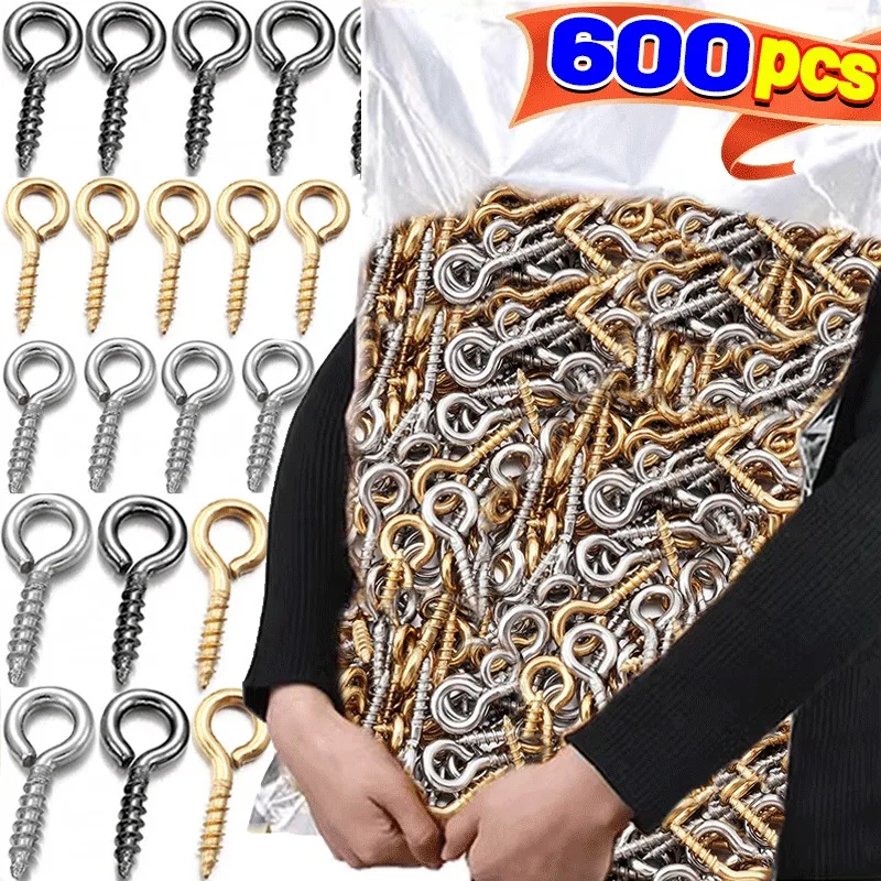 600pcs Small Tiny Mini Eye Pins Eyepins Hooks Eyelets Screw Threaded Stainless Steel Clasps Hook Jewelry Findings For Making DIY