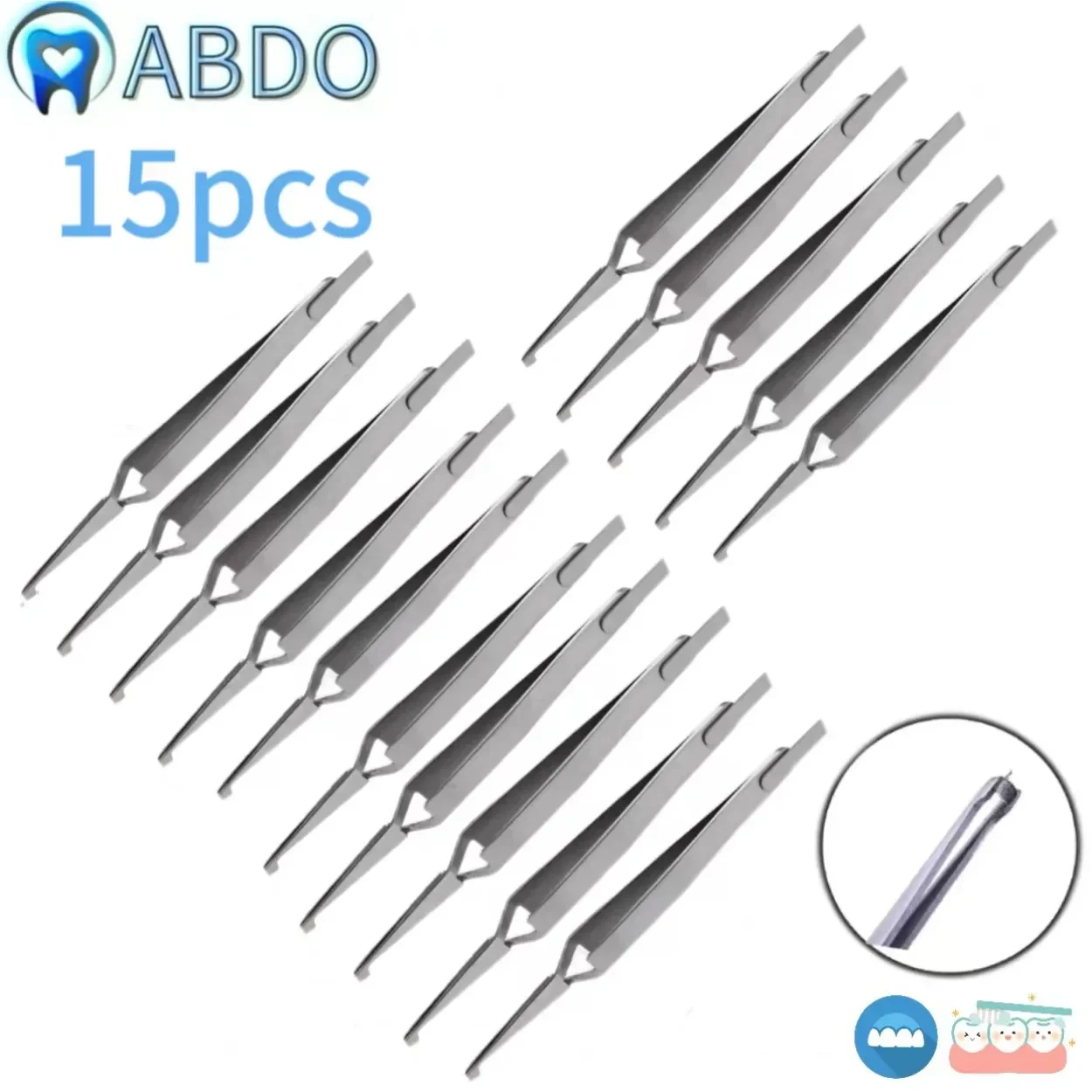 15pc/10pc/5pc Dental Bracket Tweezers Holder Instrument Stainless Steel Serrated Orthodontic Tweezers Plier for Teeth Care Tools