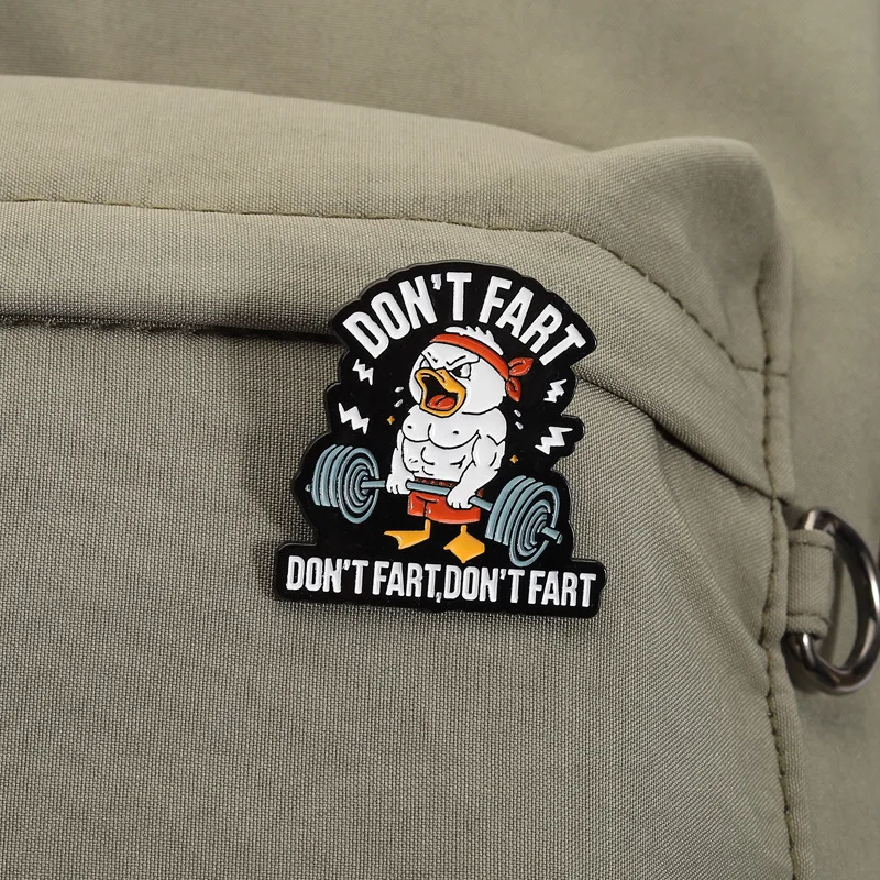 Creative Keep Training Muscle Animal Duck Dog Badge Brooch Pins Don't Fart Leg Day Letter Enamel Lapel Pin Accessory Ornament Pr