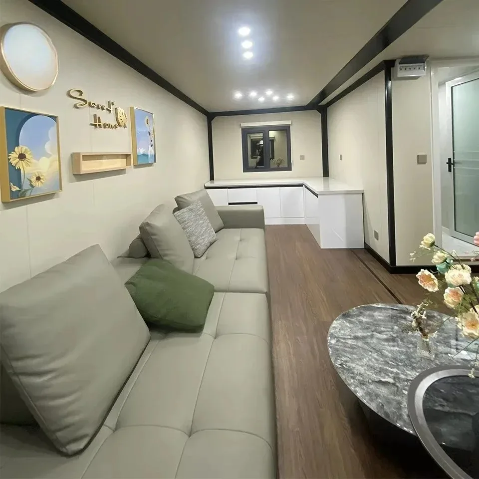 20ft Expandable 37m2 Steel Prefabricated Shipping Container House Soundproof Fireproof Portable Modular Buildings 2 Bedrooms